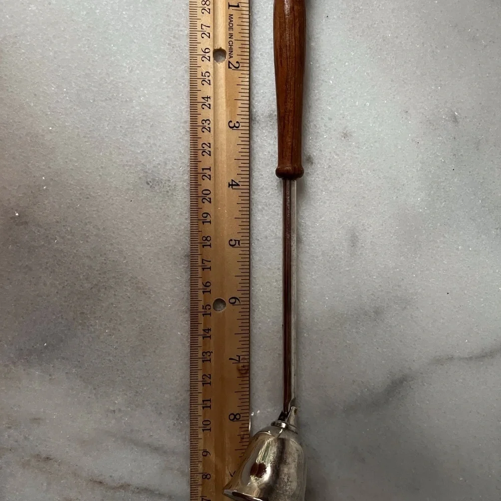 International Silver Co. Silverplated Wooden Handled Candle Snuffer